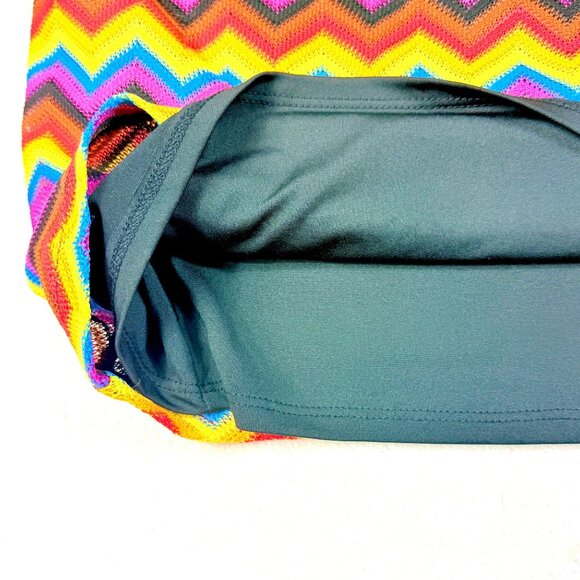 Rainbow Chevron Knit Pencil Skirt w/Black Lining - Size M - By Pride - Picture 5 of 7